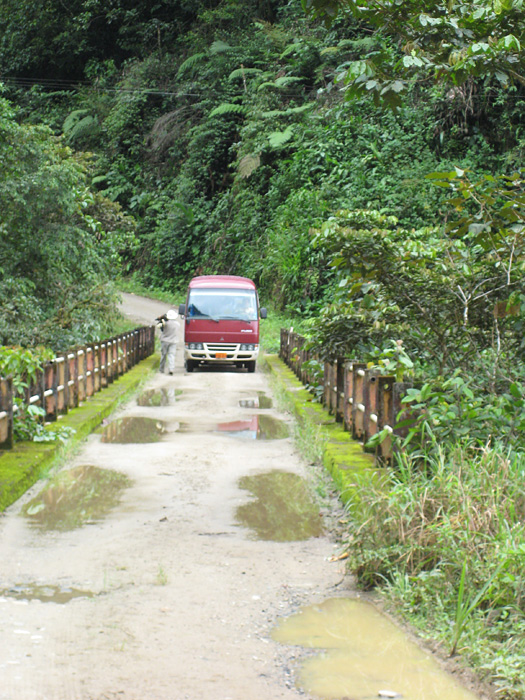 [Our Bus Crossing the Rio Zamora]