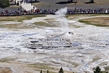 Crowd at Old Faithful Geyser